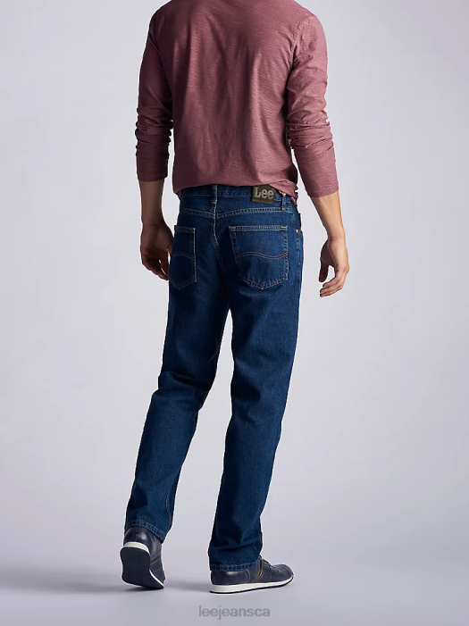 Lee Men 100% Cotton Regular Fit Straight Leg Jeans Dark Stonewash Clothing 480T488 - Image 3