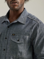 Lee Men 101 70's Denim Overshirt Dry Clothing 480T914 - Image 3