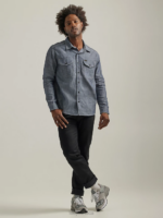 Lee Men 101 70's Denim Overshirt Dry Clothing 480T914 - Image 6