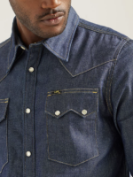 Lee Men 101 Western Shirt Dry Indigo Clothing 480T921 - Image 3