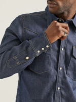 Lee Men 101 Western Shirt Dry Indigo Clothing 480T921 - Image 4