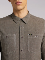 Lee Men 101 Workwear Shirt Bistre Clothing 480T932 - Image 4
