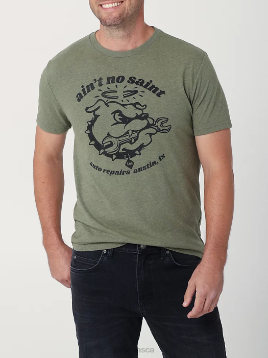Lee Men Aint No Saint Graphic Tee Sage Heather Clothing 480T866 - Image 1