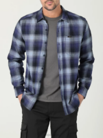 Lee Men All Purpose Classic Stretch Button Down Shirt Dreamy Blue Plaid Clothing 480T946