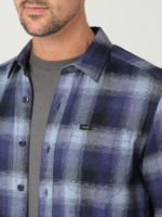 Lee Men All Purpose Classic Stretch Button Down Shirt Dreamy Blue Plaid Clothing 480T946 - Image 3