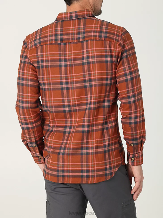 Lee Men All Purpose Classic Stretch Button Down Shirt Russet Plaid Clothing 480T947 - Image 2