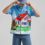 Lee Men and Dragon Ball Z Kame House Resort Shirt Blue Clothing 480T902