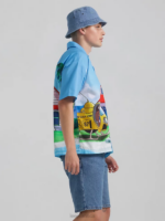 Lee Men and Dragon Ball Z Kame House Resort Shirt Blue Clothing 480T902 - Image 3