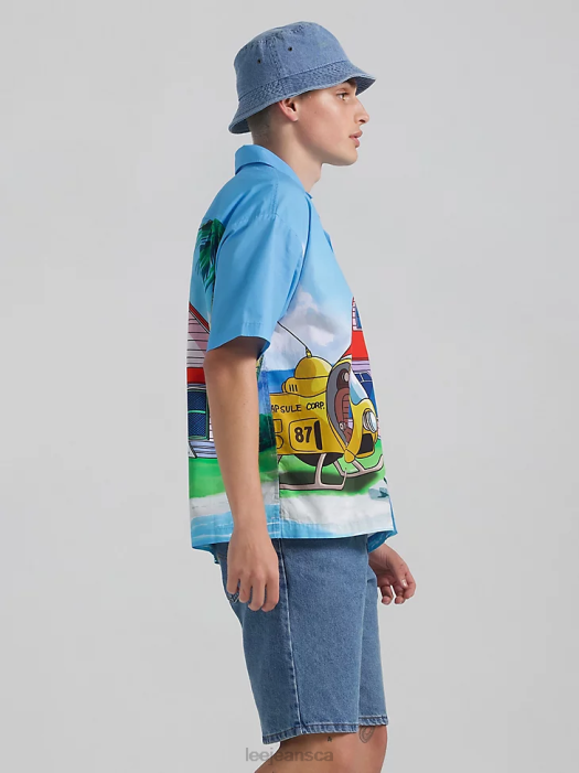 Lee Men and Dragon Ball Z Kame House Resort Shirt Blue Clothing 480T902 - Image 3