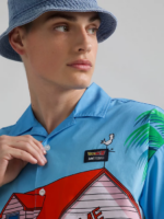 Lee Men and Dragon Ball Z Kame House Resort Shirt Blue Clothing 480T902 - Image 4