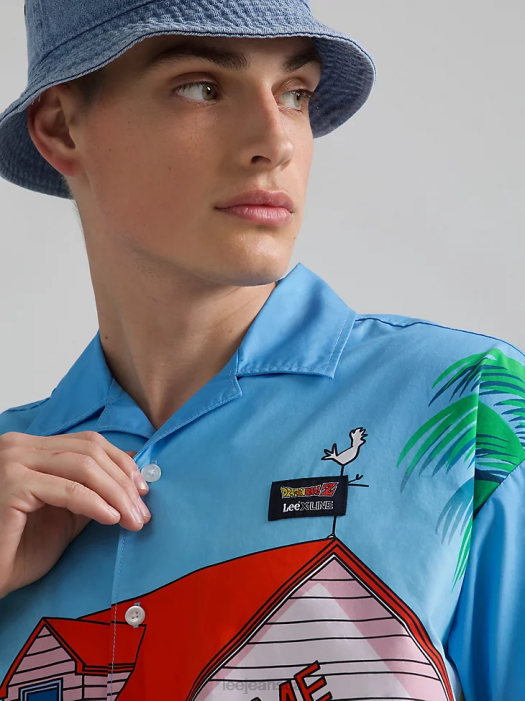 Lee Men and Dragon Ball Z Kame House Resort Shirt Blue Clothing 480T902 - Image 4
