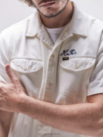 Lee Men European Collection H.D. Short Sleeve Button Down Shirt Ecru Clothing 480T933 - Image 4