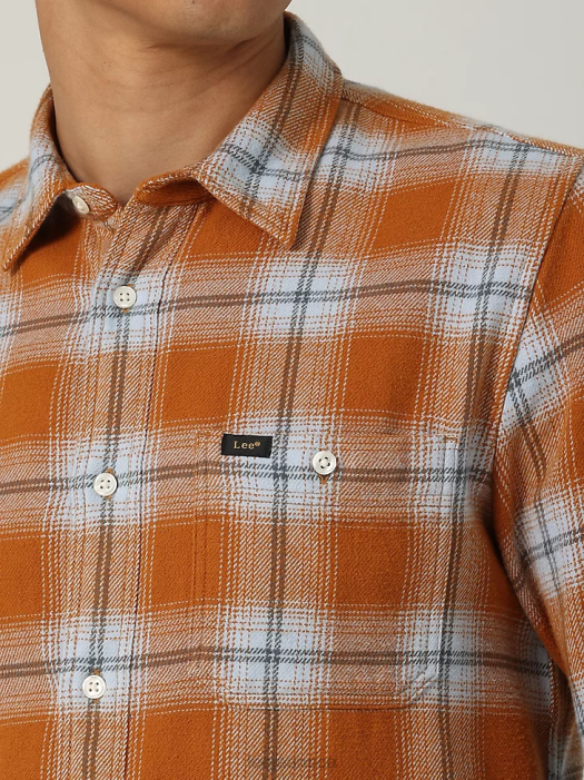 Lee Men European Collection Leisure Button Down Shirt Caramel Clothing 480T941 - Image 4