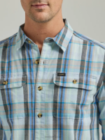 Lee Men Extreme Motion All Purpose Plaid Button Down Worker Shirt Mushroom Seaglass Plaid Clothing 480T926 - Image 3