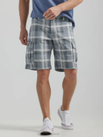 Lee Men Extreme Motion Carolina Cargo Short Basic Gray Plaid Clothing 480T984