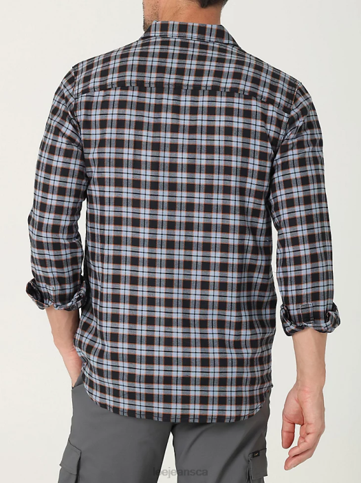 Lee Men Extreme Motion MVP Classic Stretch Plaid Button Down Shirt Dreamy Black and Blue Plaid Clothing 480T918 - Image 2