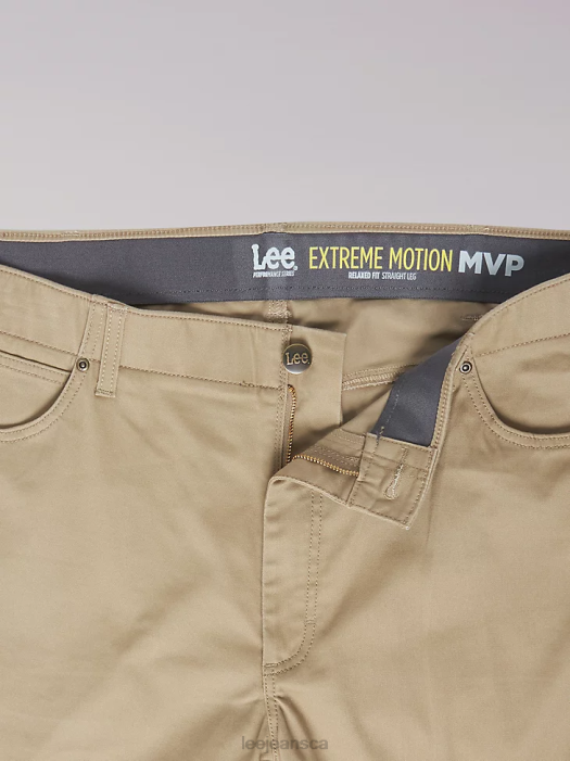 Lee Men Extreme Motion MVP Relaxed Straight Jean (Big & Tall) Oscar Khaki Clothing 480T594 - Image 5