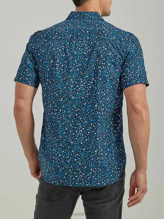 Lee Men Extreme Motion Short Sleeve Floral Worker Shirt Rivet Navy Floral Print Clothing 480T898 - Image 2