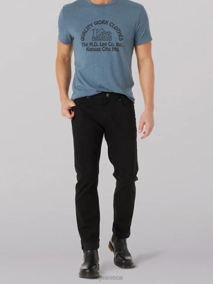 Lee Men Extreme Motion Super Soft Straight Fit Twill Jean Union-Alls Black Clothing 480T642