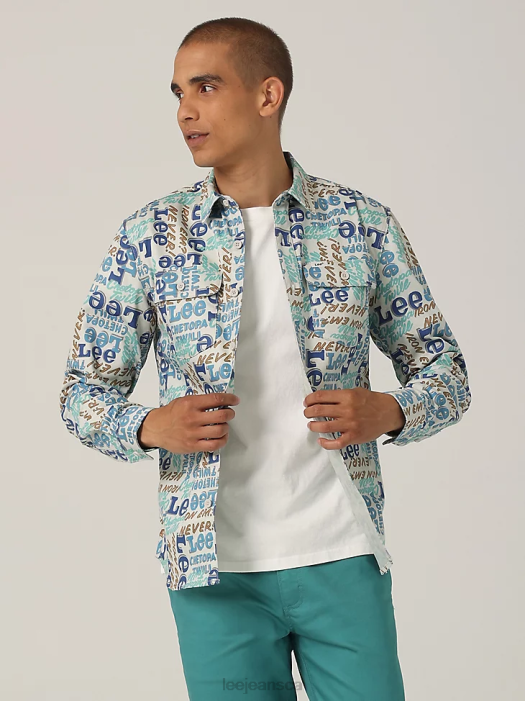 Lee Men Heritage Double Pocket Button Down Shirt Chetopa Print Clothing 480T950 - Image 1