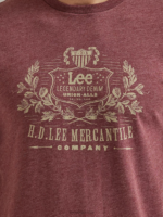 Lee Men Legendary Denim Graphic Tee Burgundy Heather Clothing 480T859 - Image 3