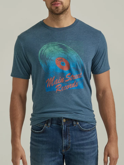 Lee Men Main Street Records Graphic Tee Midnight Navy Clothing 480T881