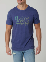 Lee Men Melting Logo Tee Denim Heather Clothing 480T865