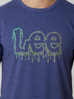 Lee Men Melting Logo Tee Denim Heather Clothing 480T865 - Image 3