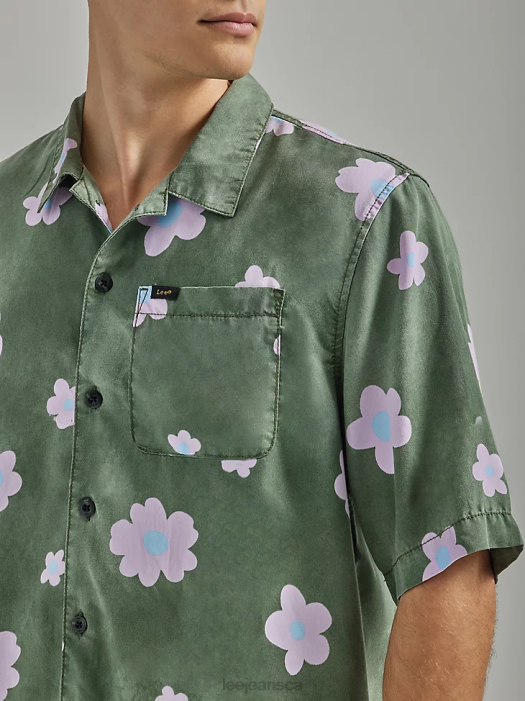 Lee Men Oversized Floral Shirt Fort Green Floral Clothing 480T893 - Image 4