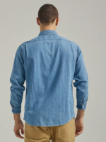 Lee Men Relaxed Fit Denim Worker Shirt Shasta Blue Clothing 480T903 - Image 2