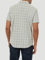 Lee Men Short Sleeve Peached Poplin Woven Gingham Shirt Mist Clothing 480T909 - Image 3