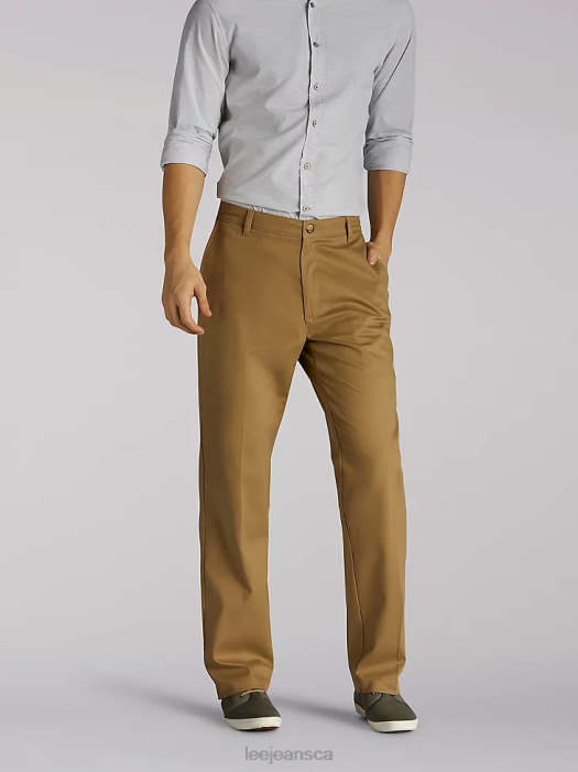Lee Men Total Freedom Relaxed Fit Tapered Leg Pants Khaki Twill Clothing 480T784 - Image 1