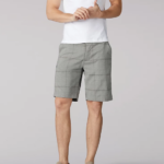 Lee Men Tri-Flex Shorts Grey Plaid Clothing 480T1067