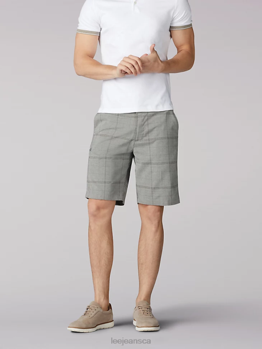 lee_men_tri_flex_shorts_grey_plaid_clothing_480t1067.png Lee Men Tri-Flex Shorts Grey Plaid Clothing 480T1067 - Image 1