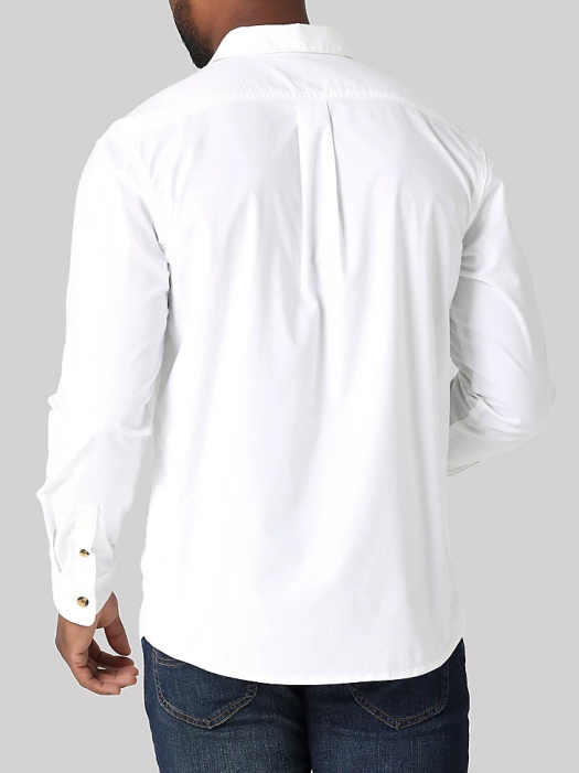 Lee Men Working West Solid Button Down Shirt Bright White Clothing 480T916 - Image 2
