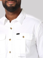 Lee Men Working West Solid Button Down Shirt Bright White Clothing 480T916 - Image 3