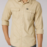 Lee Men Working West Solid Button Down Shirt NY Safari Clothing 480T915
