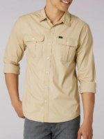 Lee Men Working West Solid Button Down Shirt NY Safari Clothing 480T915