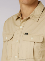 Lee Men Working West Solid Button Down Shirt NY Safari Clothing 480T915 - Image 3