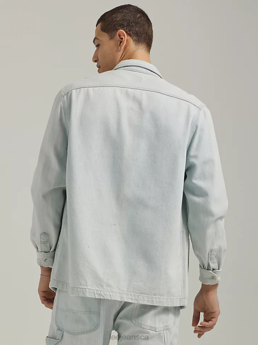 Lee Men Workwear Relaxed Fit Flap Pocket Denim Overshirt Stripe Mix Clothing 480T908 - Image 2