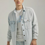 Lee Men Workwear Relaxed Fit Flap Pocket Denim Overshirt Stripe Mix Clothing 480T908