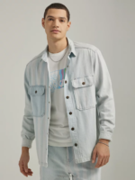 Lee Men Workwear Relaxed Fit Flap Pocket Denim Overshirt Stripe Mix Clothing 480T908