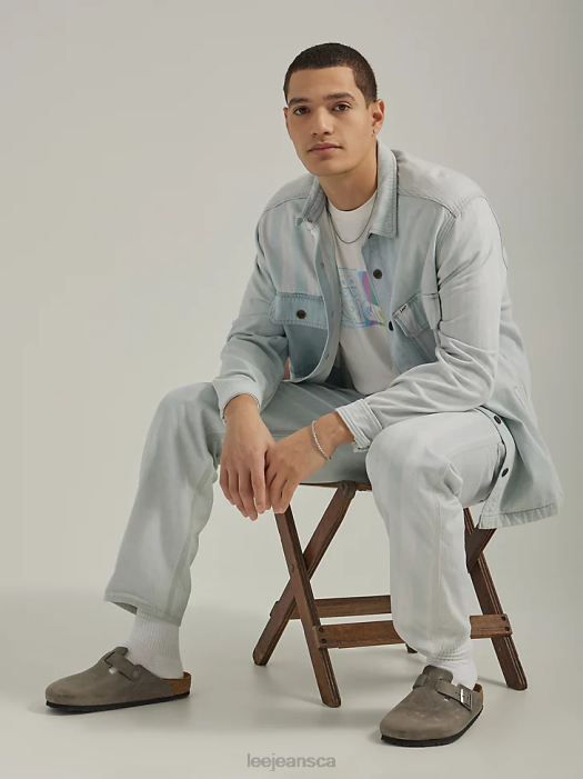 Lee Men Workwear Relaxed Fit Flap Pocket Denim Overshirt Stripe Mix Clothing 480T908 - Image 7