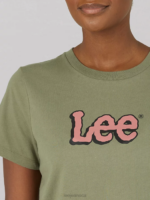 Lee Women Bold Logo Tee Deep Lichen Green Clothing 480T361 - Image 3