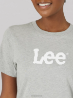 Lee Women Bold Logo Tee Light Grey Heather Clothing 480T360 - Image 3