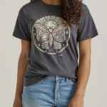 Lee Women Butterfly Graphic Tee Charcoal Heather Clothing 480T345