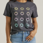 Lee Women Colorful Flowers Graphic Tee Jet Black Heather Clothing 480T356