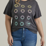 Lee Women Colorful Flowers Graphic Tee (Plus) Jet Black Heather Clothing 480T366