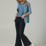 Lee Women European Collection High Rise Split Flare Jean Smokey Indigo Clothing 480T172