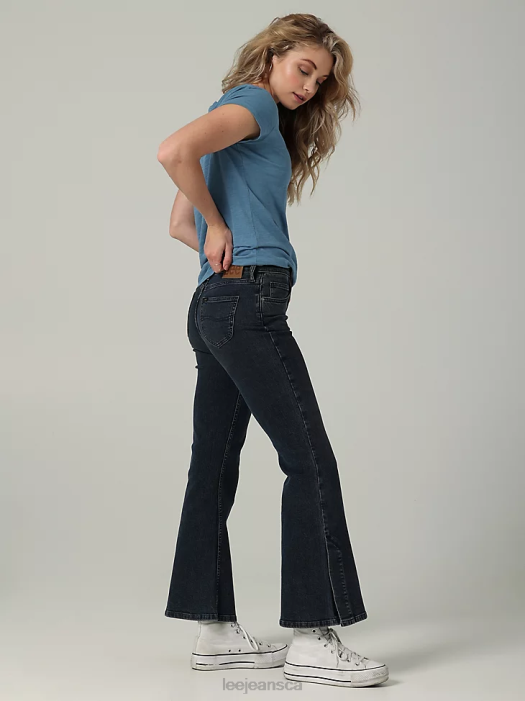 Lee Women European Collection High Rise Split Flare Jean Smokey Indigo Clothing 480T172 - Image 3
